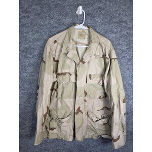 Vintage US Army Desert Camouflage Jacket Mens Large Short Combat Coat 90s Camo